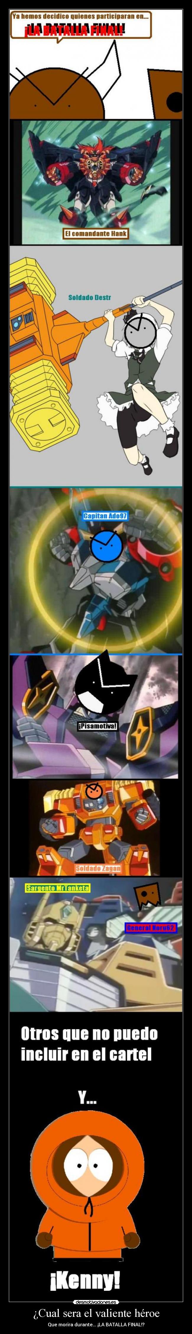 carteles la batalla final ejercito saceporril vs ejercito las desmotivaciones participantes desmotivaciones