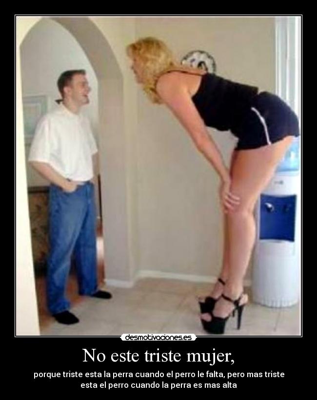 No este triste mujer, - porque triste esta la perra cuando el perro le falta, pero mas triste
esta el perro cuando la perra es mas alta