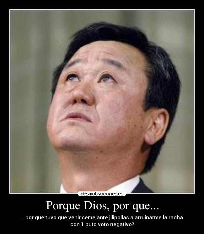 Porque Dios, por que... - ...por que tuvo que venir semejante jilipollas a arruinarme la racha
con 1 puto voto negativo?