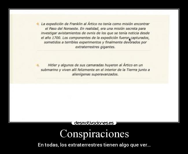 carteles conspiraciones absurdas desmotivaciones