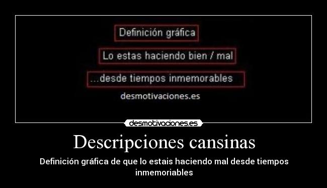 Descripciones cansinas - Definición gráfica de que lo estais haciendo mal desde tiempos inmemoriables