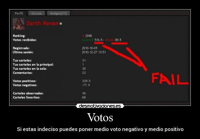 Votos - Si estas indeciso puedes poner medio voto negativo y medio positivo