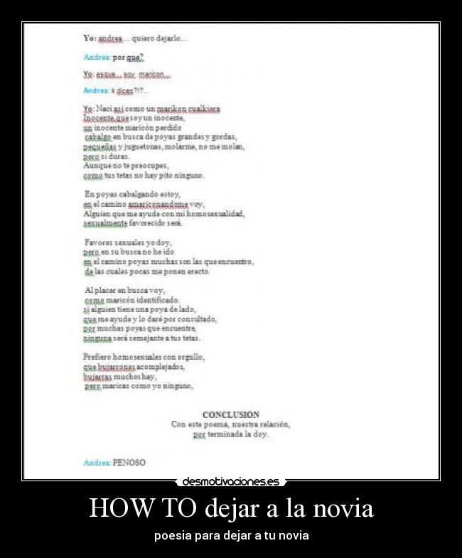 HOW TO dejar a la novia - poesia para dejar a tu novia