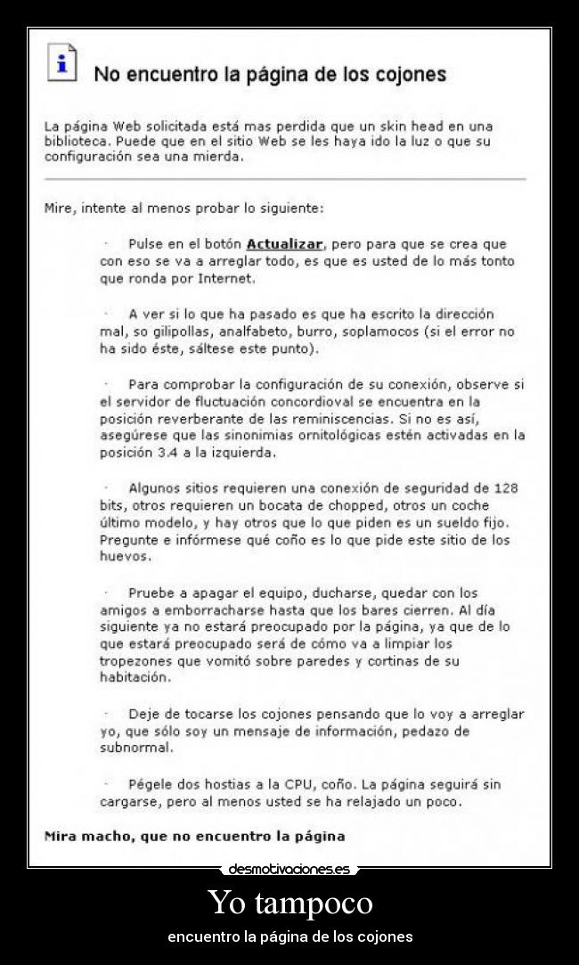 Yo tampoco - encuentro la página de los cojones