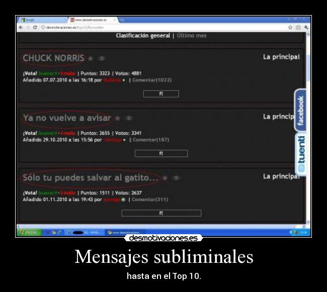 Mensajes subliminales - hasta en el Top 10.
