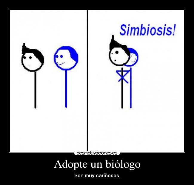 carteles biologos adoptar simbiosis desmotivaciones