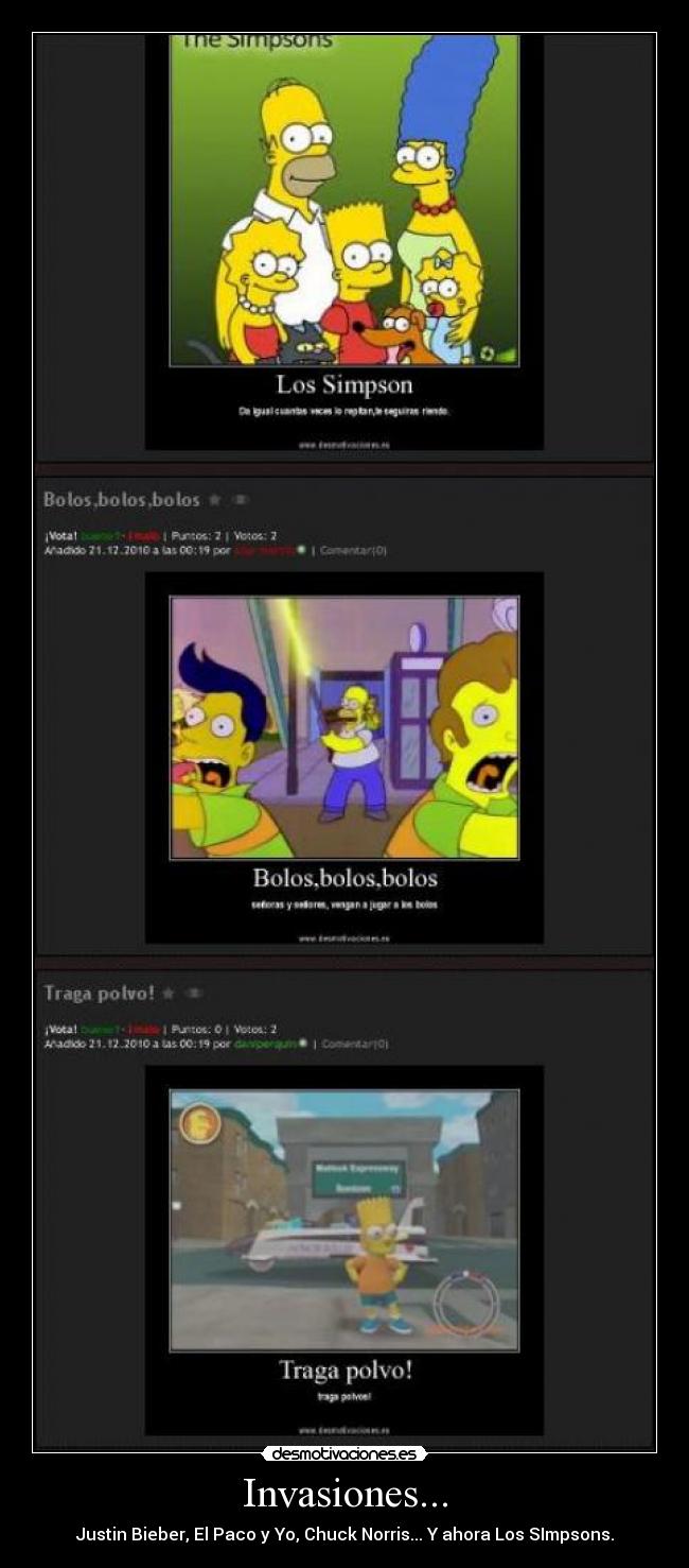 Invasiones... - Justin Bieber, El Paco y Yo, Chuck Norris... Y ahora Los SImpsons.