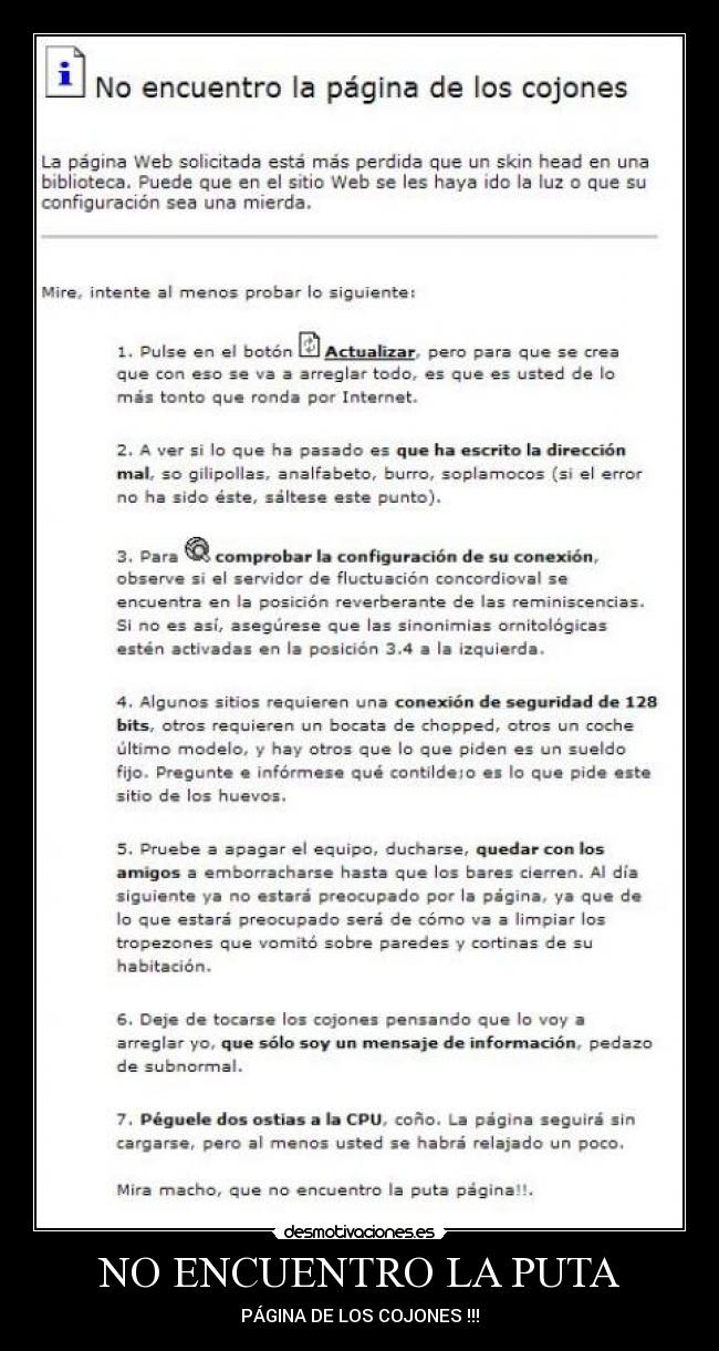NO ENCUENTRO LA PUTA - PÁGINA DE LOS COJONES !!!