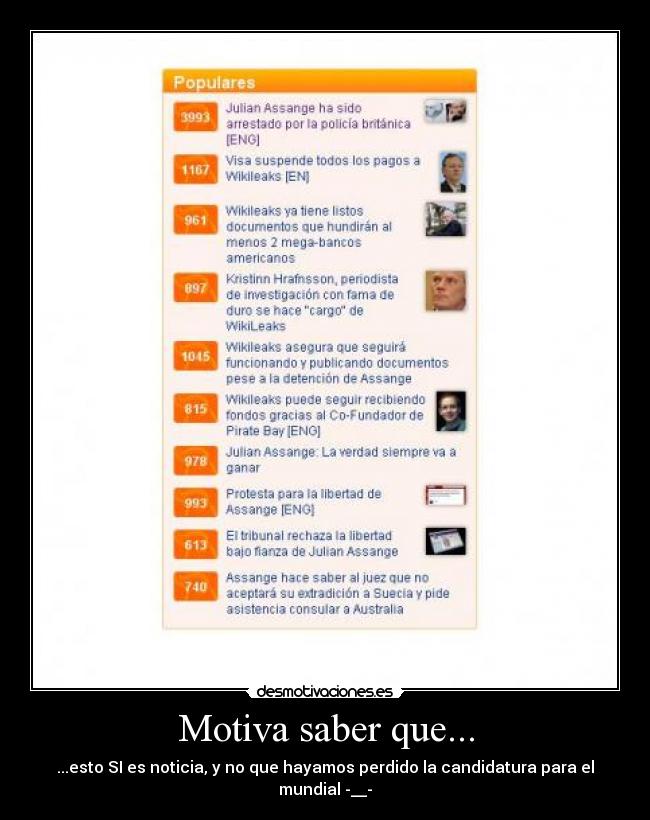 Motiva saber que... - ...esto SI es noticia, y no que hayamos perdido la candidatura para el mundial -__-