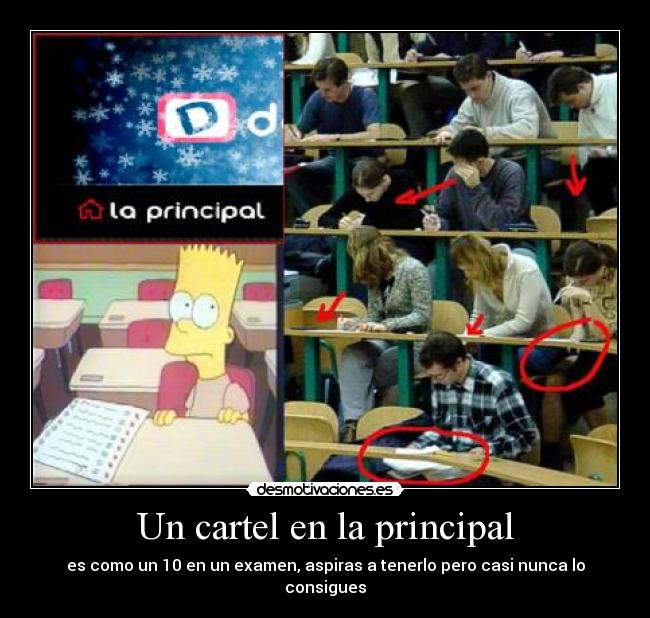 Un cartel en la principal -