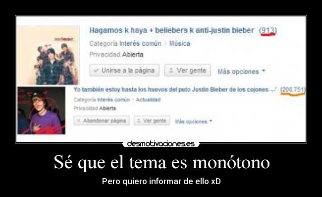 Sé que el tema es monótono - 