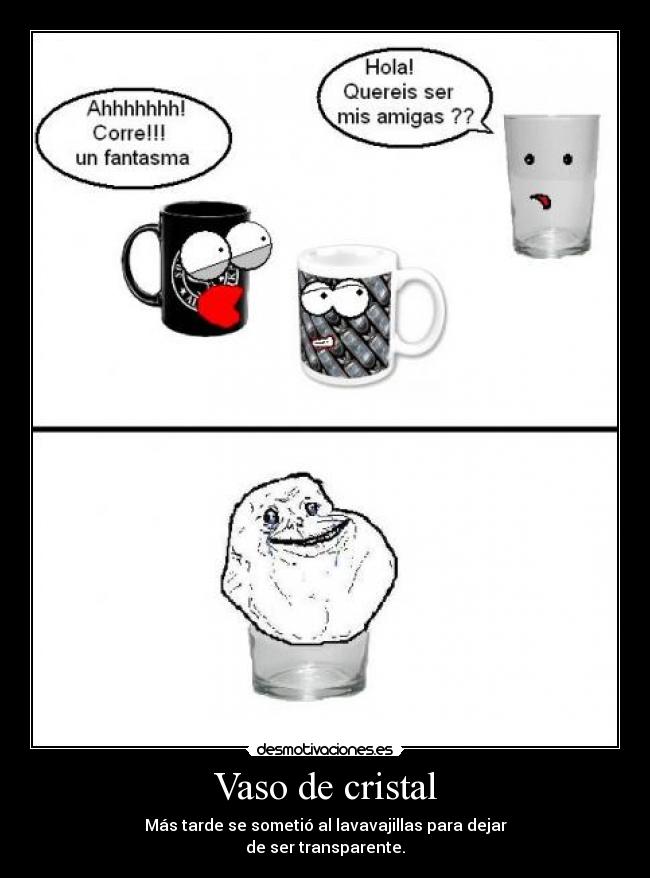 Vaso de cristal - Más tarde se sometió al lavavajillas para dejar
de ser transparente.