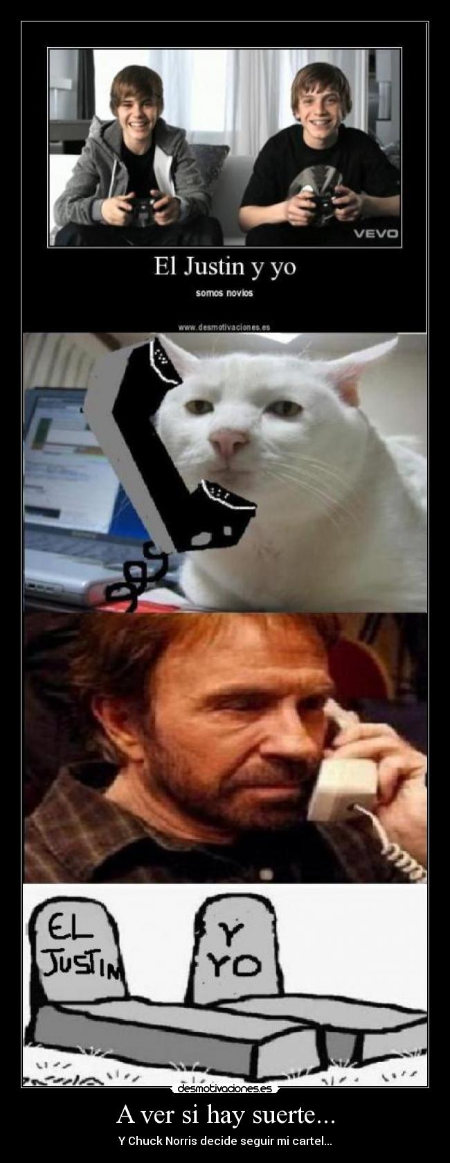 A ver si hay suerte... - Y Chuck Norris decide seguir mi cartel...