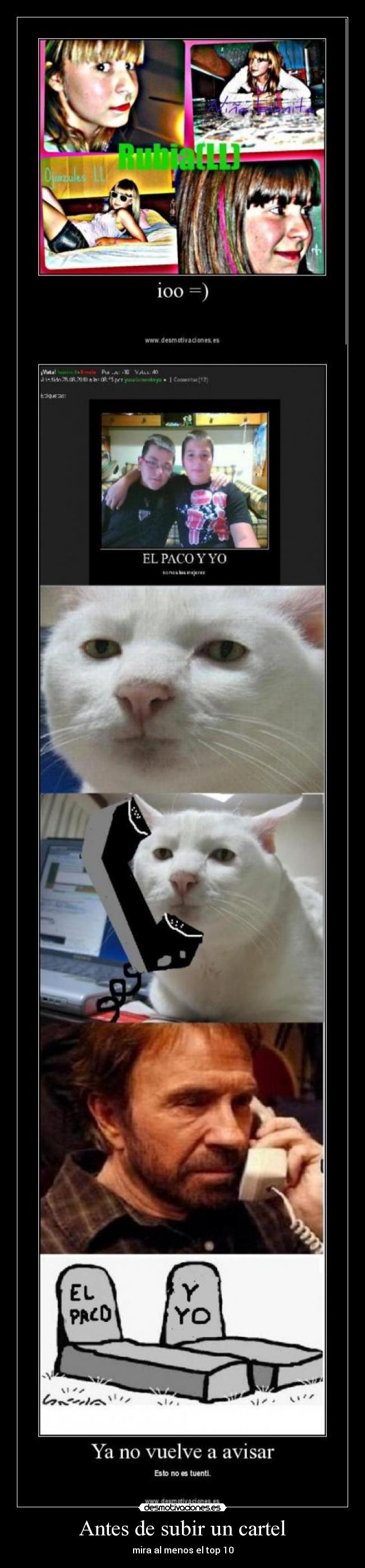 Antes de subir un cartel - mira al menos el top 10