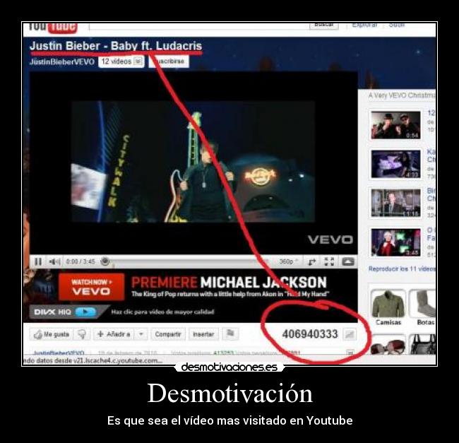 Desmotivación - Es que sea el vídeo mas visitado en Youtube