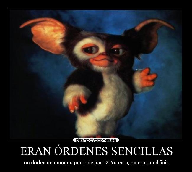 ERAN ÓRDENES SENCILLAS - no darles de comer a partir de las 12. Ya está, no era tan dificil.
