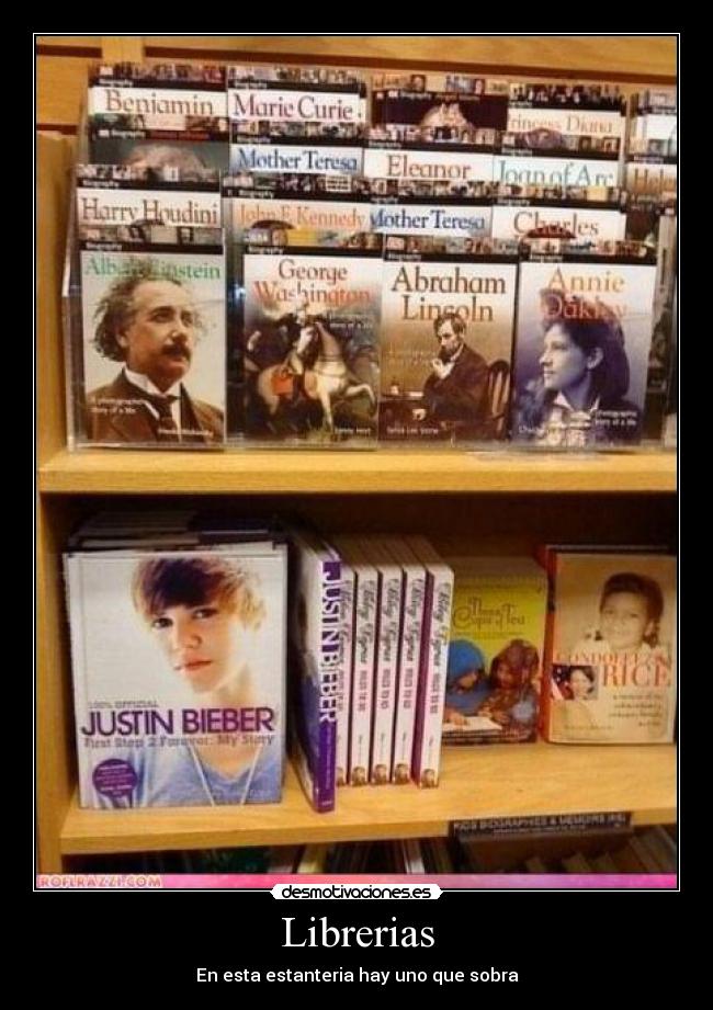 Librerias - En esta estanteria hay uno que sobra