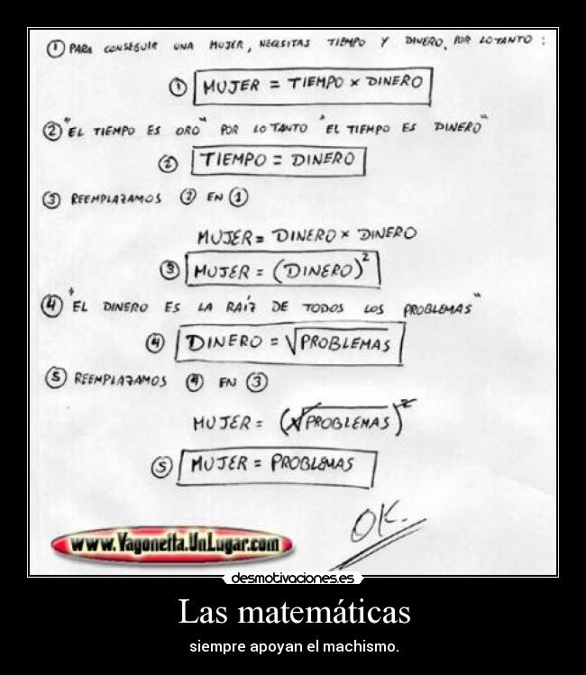 carteles matematicas machismo ecuacion desmotivaciones