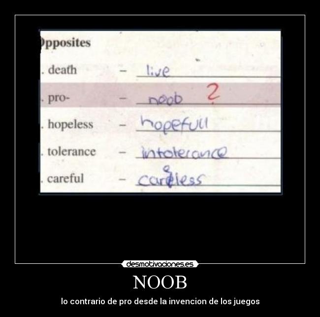 NOOB - lo contrario de pro desde la invencion de los juegos
