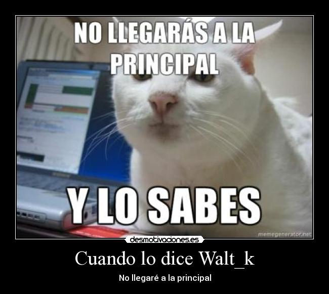 Cuando lo dice Walt_k - No llegaré a la principal