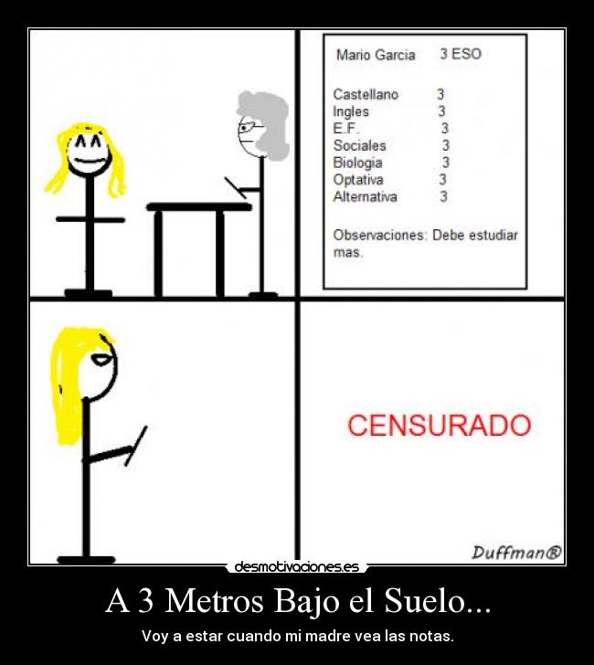 A 3 Metros Bajo el Suelo... - Voy a estar cuando mi madre vea las notas.