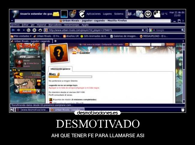 DESMOTIVADO - AHI QUE TENER FE PARA LLAMARSE ASI