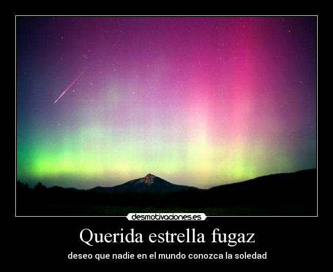 Querida estrella fugaz - deseo que nadie en el mundo conozca la soledad