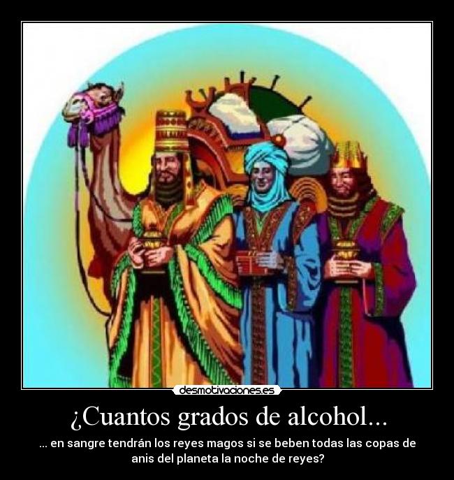 carteles los reyes magos anis alcohol grados desmotivaciones