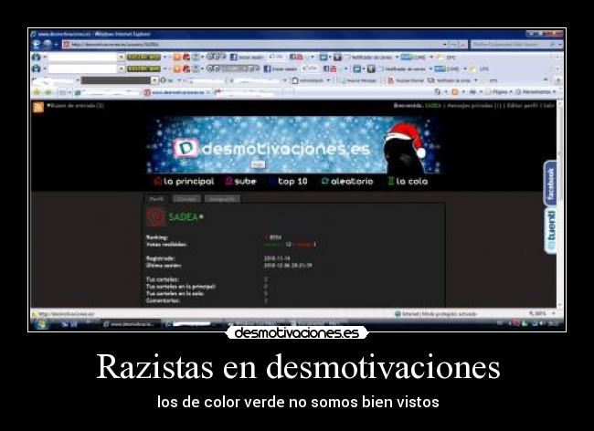 Razistas en desmotivaciones - los de color verde no somos bien vistos
