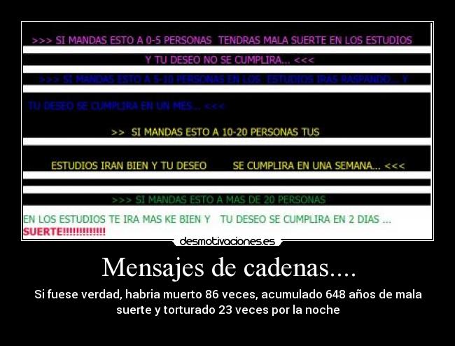 Mensajes de cadenas.... -