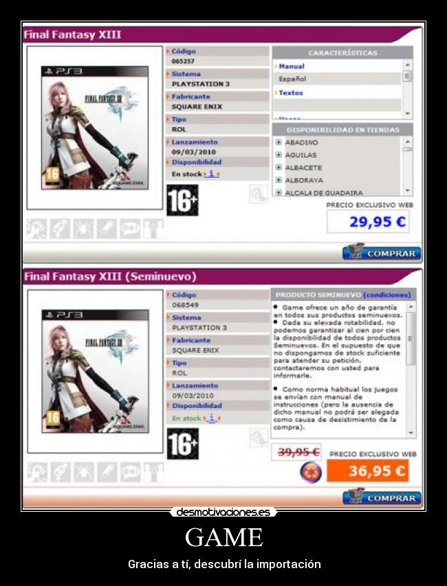 GAME - Gracias a tí, descubrí la importación