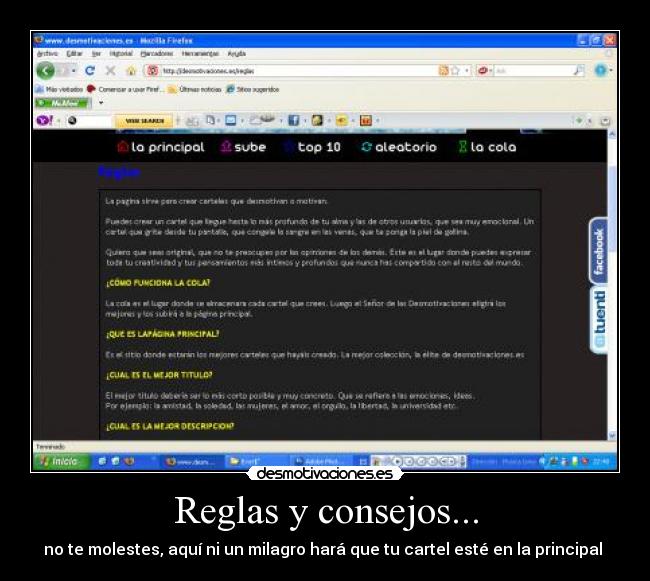 Reglas y consejos... - no te molestes, aquí ni un milagro hará que tu cartel esté en la principal