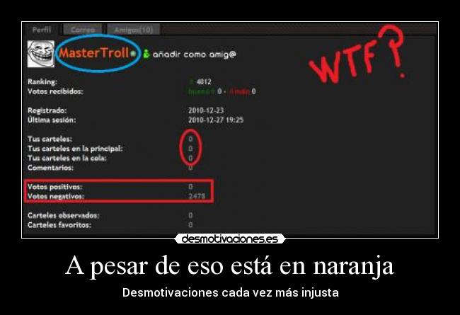 A pesar de eso está en naranja - Desmotivaciones cada vez más injusta