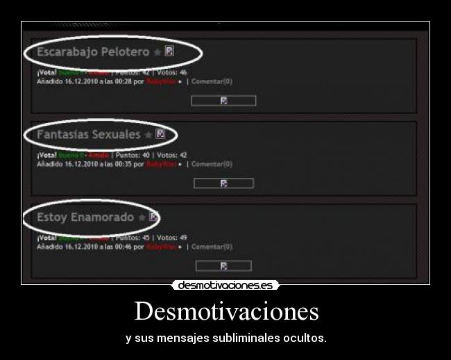 Desmotivaciones - y sus mensajes subliminales ocultos.
