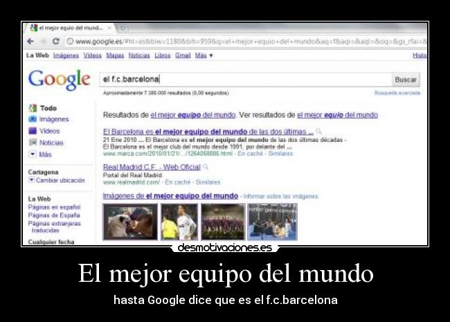 El mejor equipo del mundo - hasta Google dice que es el f.c.barcelona