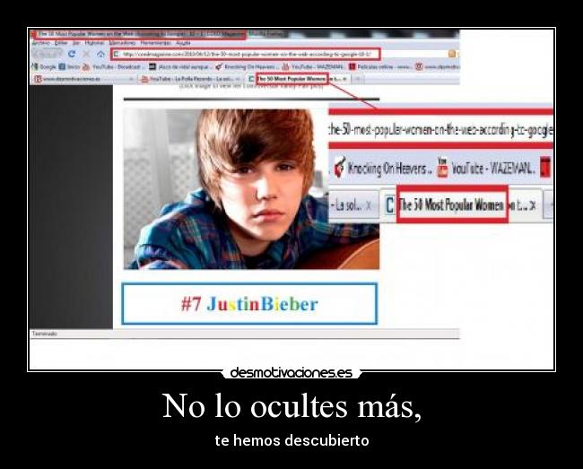 carteles justin bieber septima mujer mas popular internet desmotivaciones