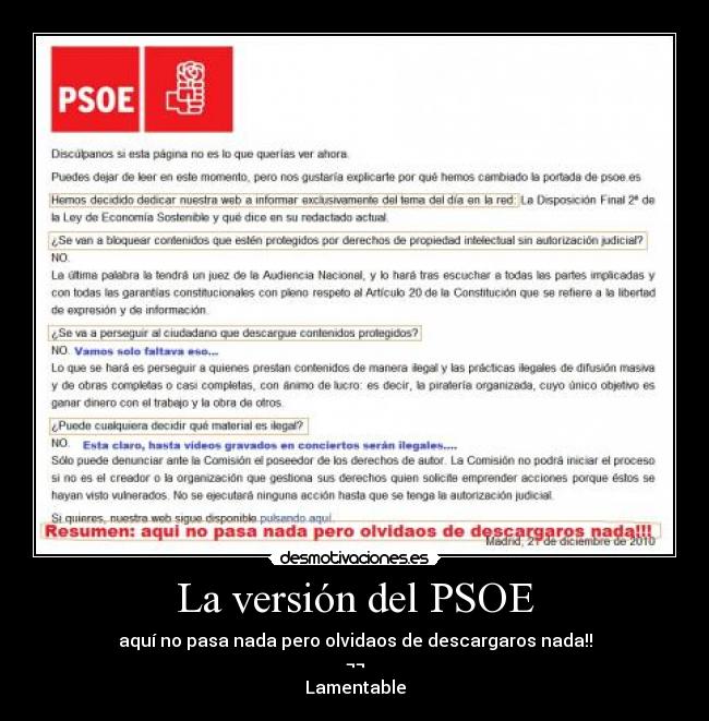 La versión del PSOE - 