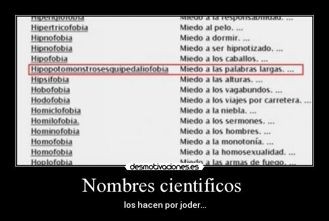 Nombres cientificos  - 