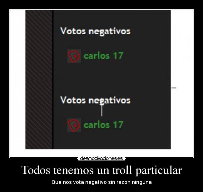 Todos tenemos un troll particular - Que nos vota negativo sin razon ninguna