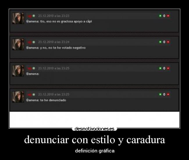denunciar con estilo y caradura - definición gráfica