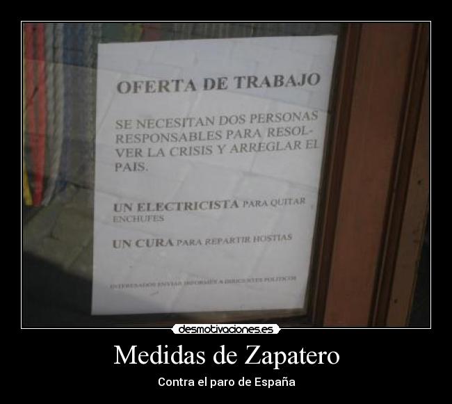 Medidas de Zapatero - Contra el paro de España