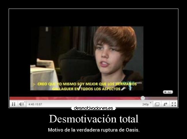Desmotivación total - Motivo de la verdadera ruptura de Oasis.