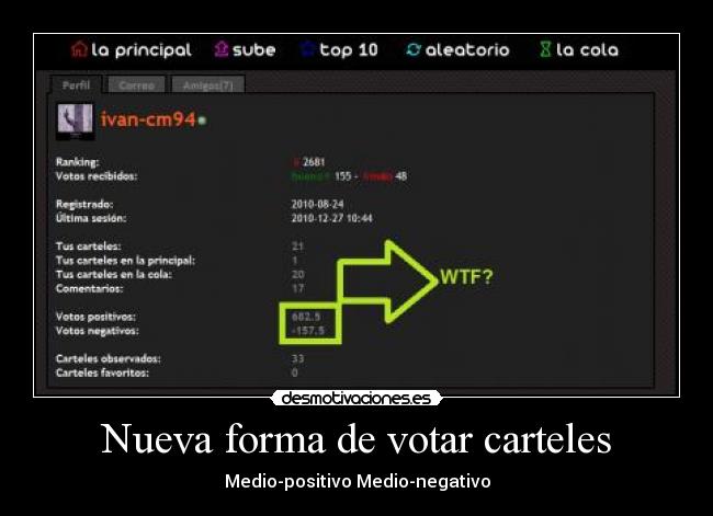 Nueva forma de votar carteles - Medio-positivo Medio-negativo