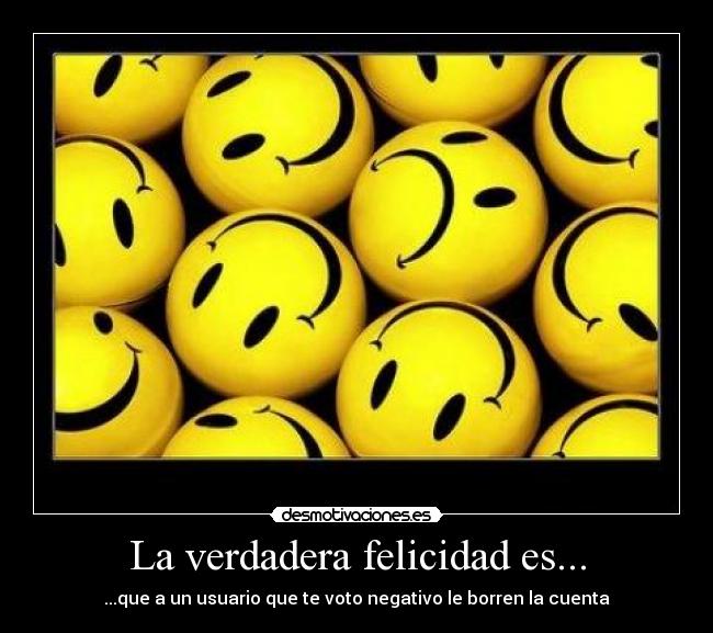 La verdadera felicidad es... - ...que a un usuario que te voto negativo le borren la cuenta