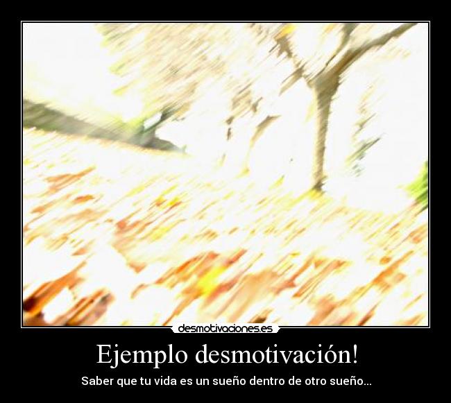 Ejemplo desmotivación! - Saber que tu vida es un sueño dentro de otro sueño...