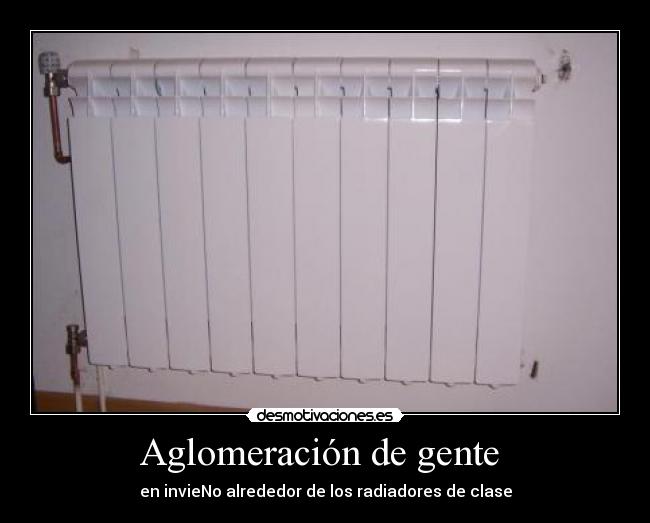 Aglomeración de gente - en invieNo alrededor de los radiadores de clase