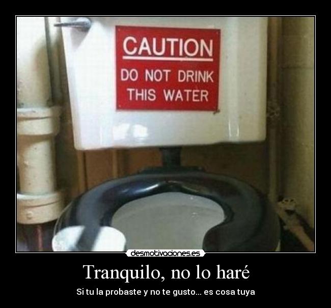 Tranquilo, no lo haré - Si tu la probaste y no te gusto... es cosa tuya