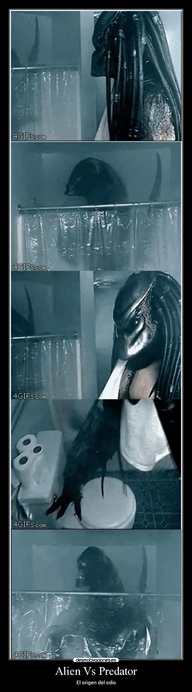 carteles alien versus predator origen odio ducha bano marco222 desmotivaciones