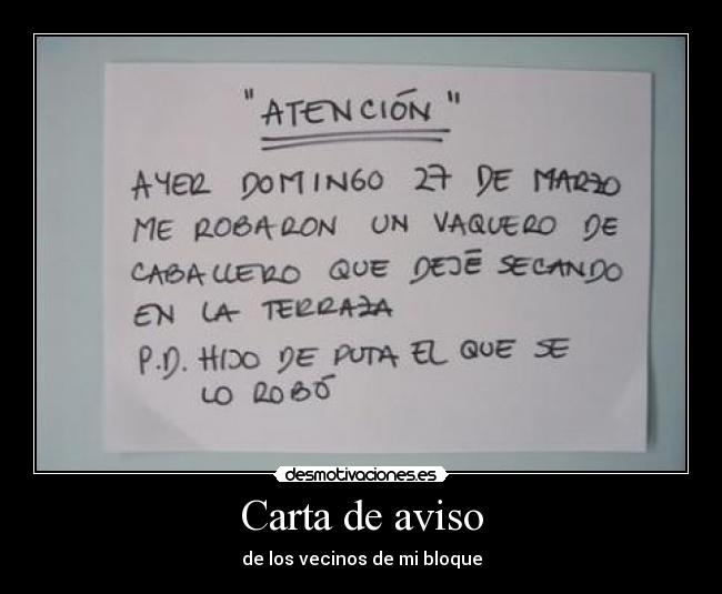 Carta de aviso - 