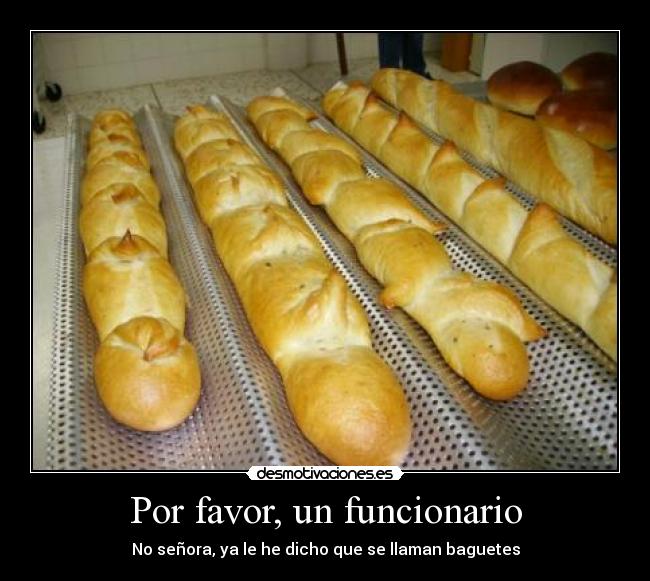 Por favor, un funcionario - No señora, ya le he dicho que se llaman baguetes